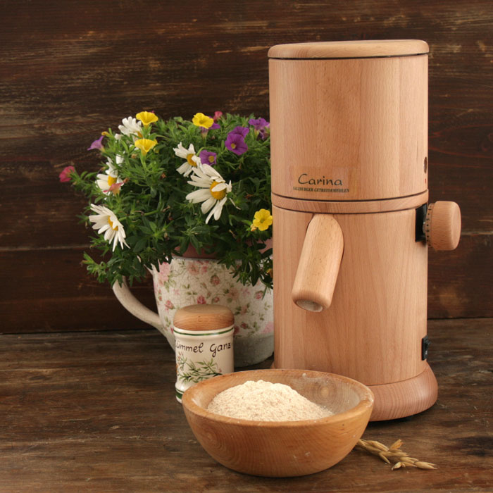 Salzburg grain mill Carina with granite grinding stone and wooden grinding chamber